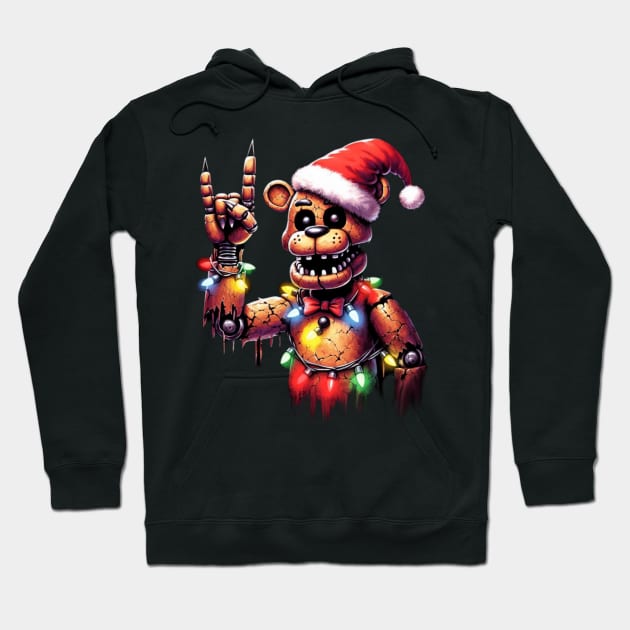 Rock Christmas Five Nights At Freddys Hoodie by DarkWave